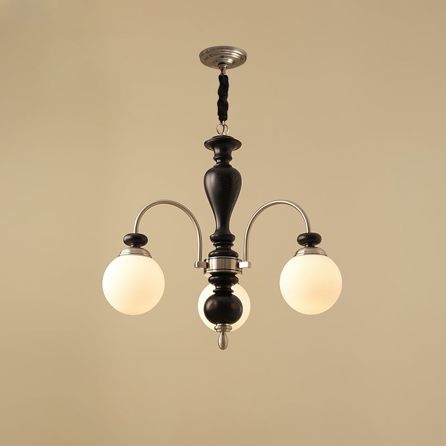 Windsor Classic Chandelier 3 Heads ∅ 25.2″ x H 21.7″ / Dia 64cm x H 55cm / Black & Chrome Chandelier