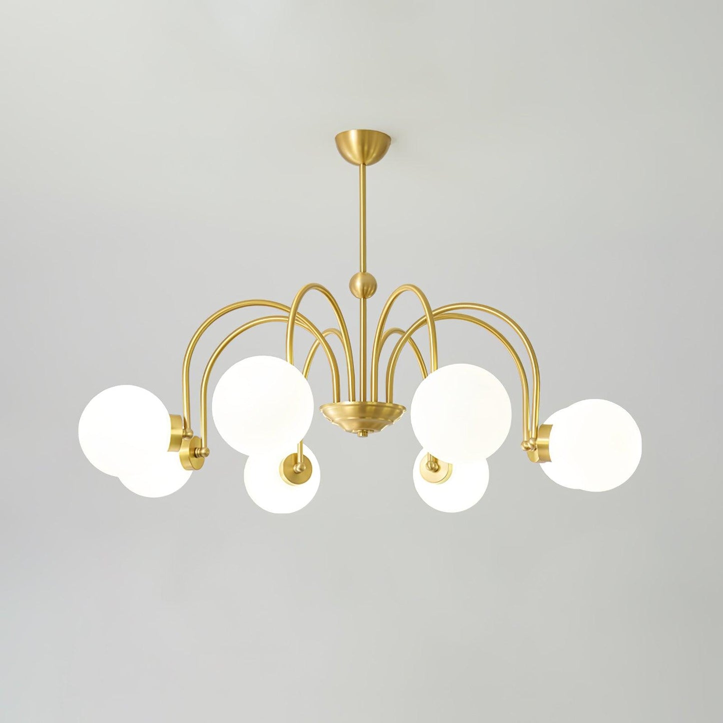Yisu Brass Chandelier 8 heads ∅ 37.4″ x H 24.8″ / Dia 95cm x H 63cm / Brass & White Chandelier