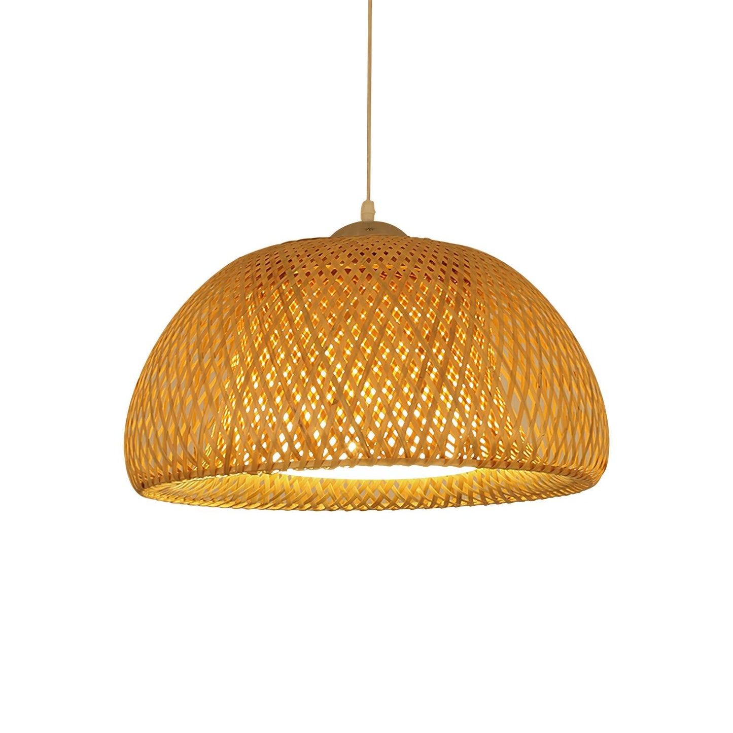 Zenith Bamboo Pendant Light ∅ 24.4″ x H 11.4″ / Dia 62cm x H 29cm / Chrome & Natural rattan Pendant light