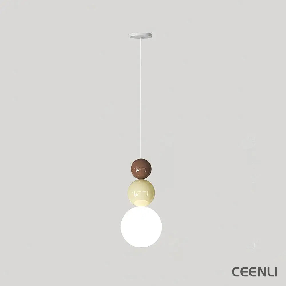 Acrylic Three Ball Pendant Lamp ∅ 4.7″ x H 9.8″ / Dia 12cm x H 25cm / Brown + Beige Pendant light