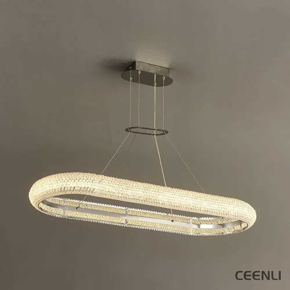 Asscher Ring Chandelier W 35.4″ x L 13.8″ x H 3.1″ / W 90cm x L 35cm x H 8cm / Chrome / Warm White Chandelier