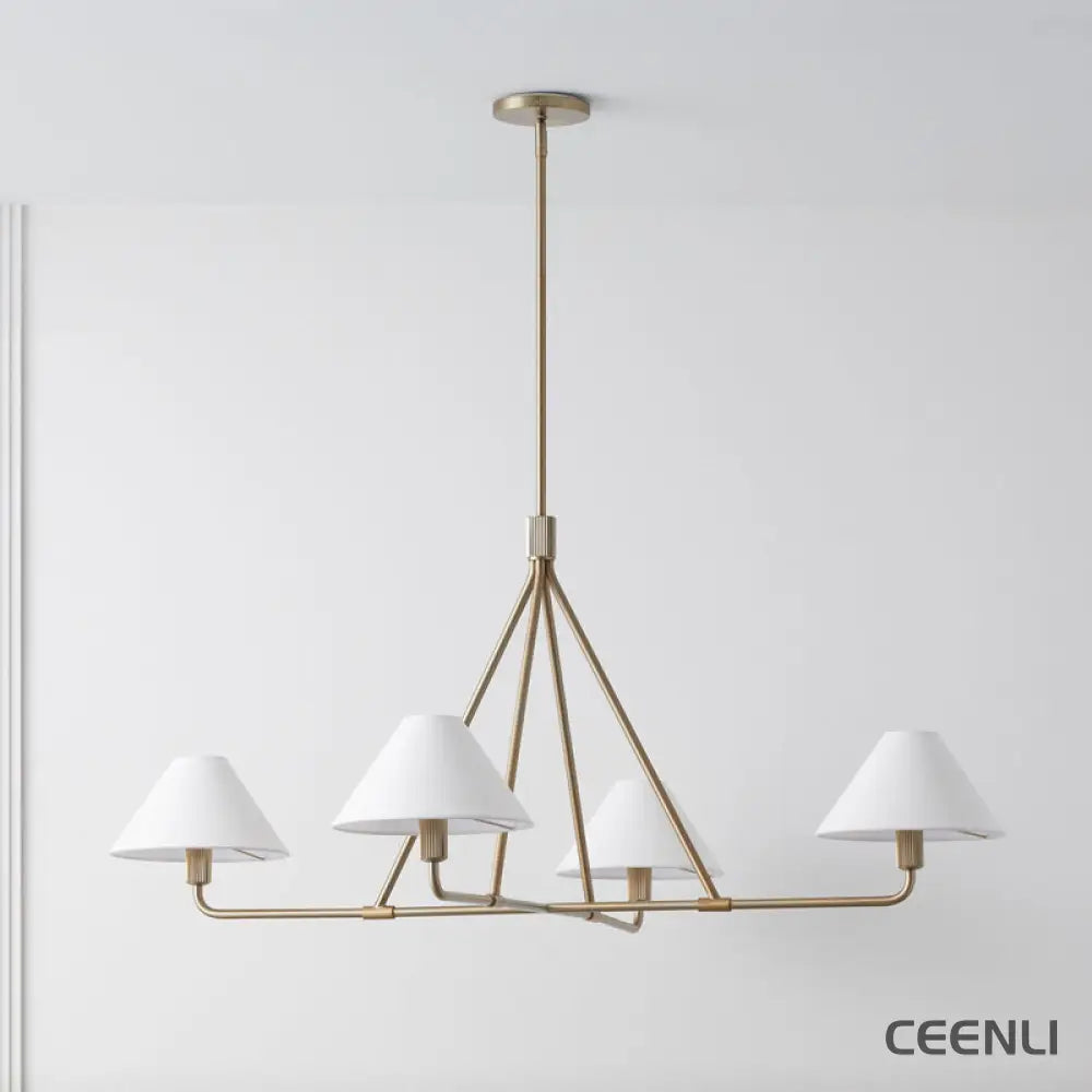 Beatrix Chandelier 4 Heads ∅ 43.3″ x H 18.9″ / Dia 110cm x H 48cm / Brass & White Chandelier
