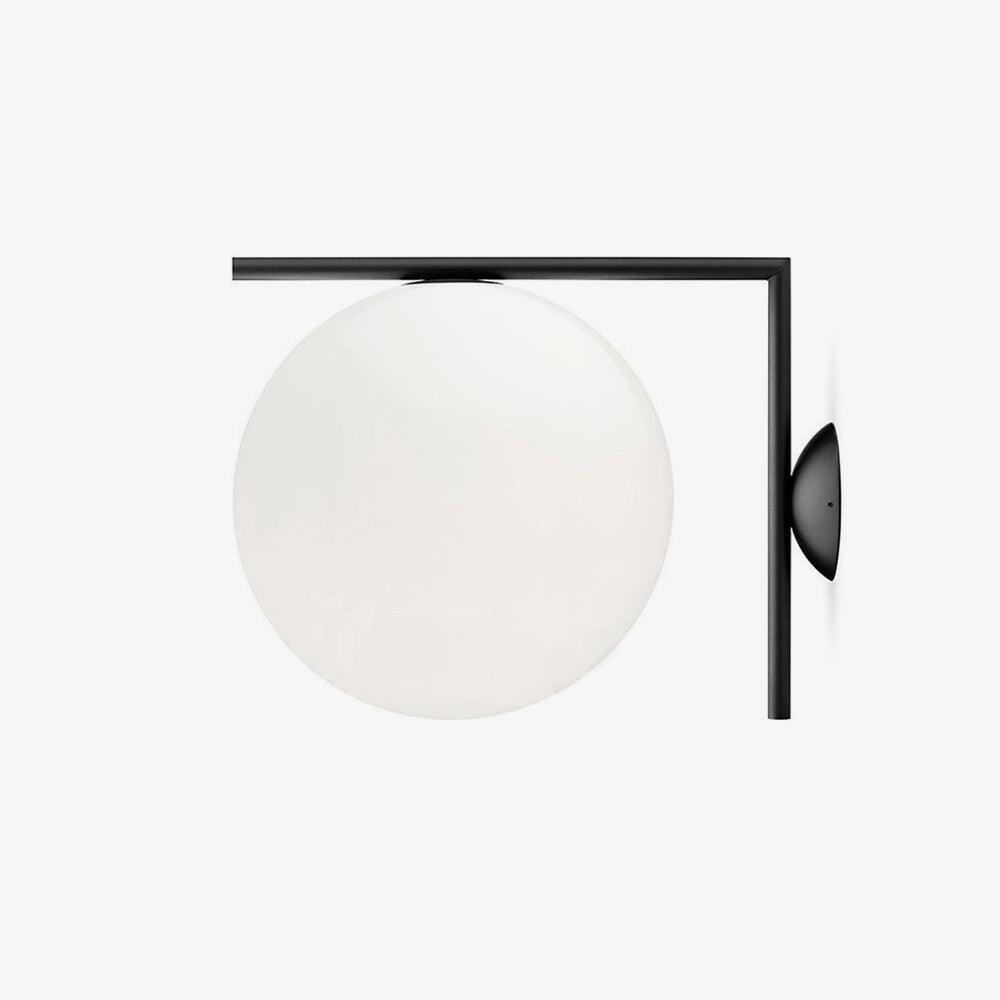 Blown Glass Opal Glass Wall Lamp Dia 28cm x H 21cm / ∅ 11″ x H 8.3″ / Black Wall lamp