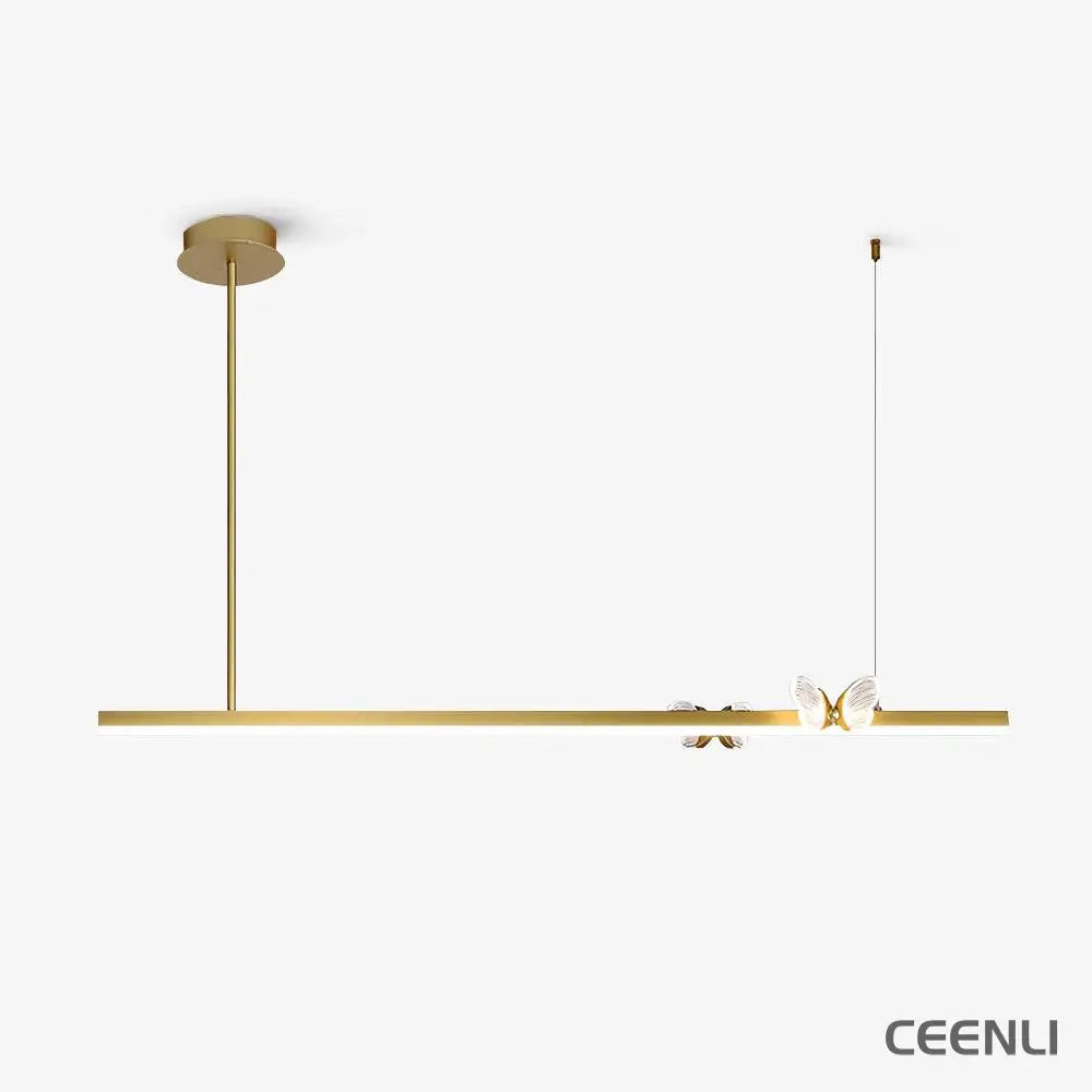 Cohen Butterfly Chandelier L 47.2″ x W 1.2″ x H 19.7″ / L 120cm x W 3cm x H 50cm / Gold + Transparent / Three-Color
