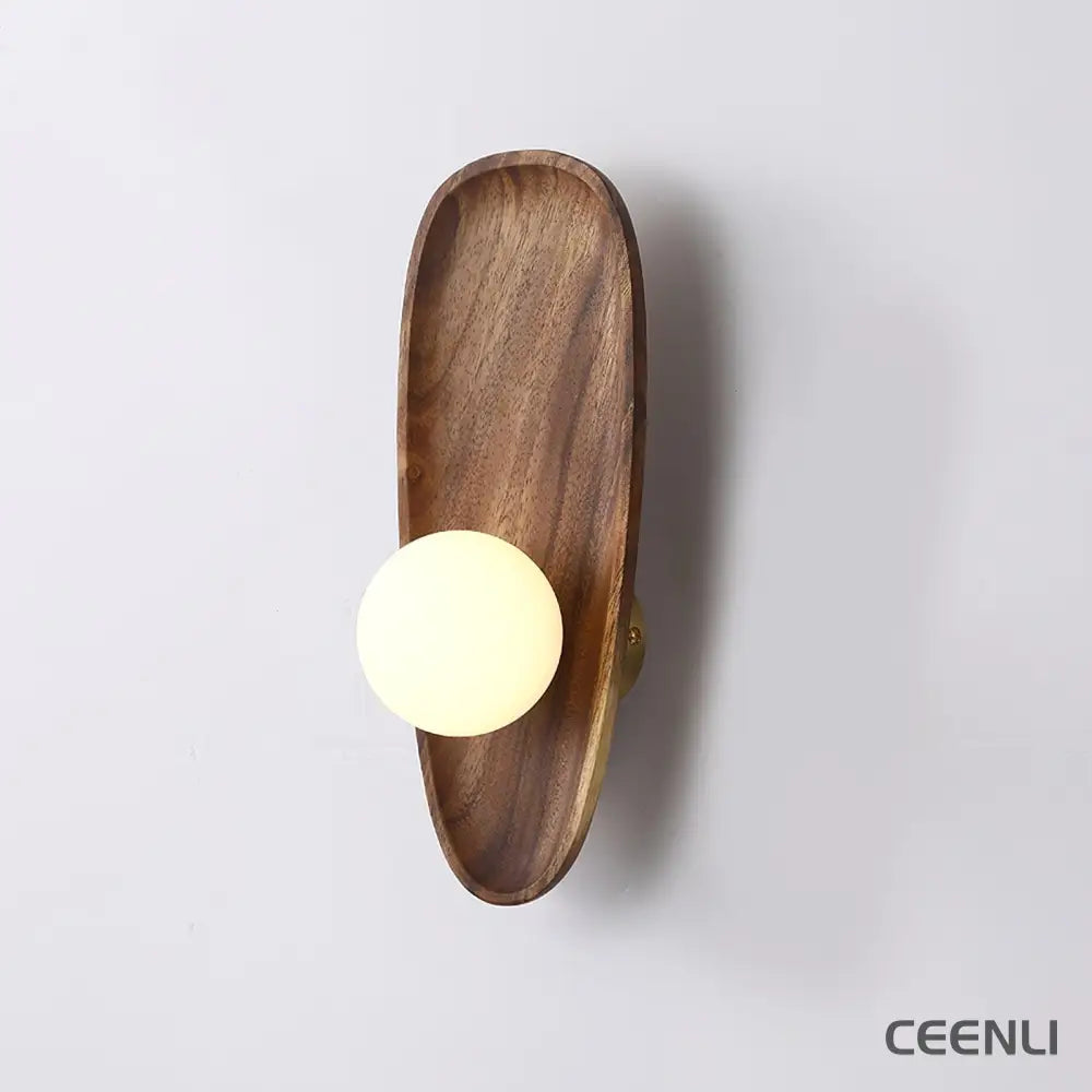 Eivor Wall Lamp ∅ 4.7″ x H 11.8″ / Dia 12cm x H 30cm / Walnut & White / Warm Light Wall lamp