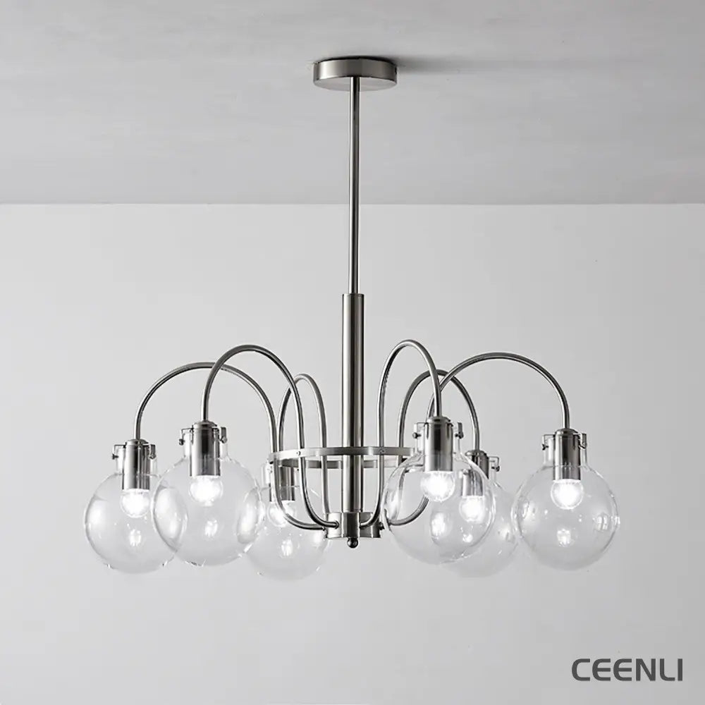 Hansford Chandelier 6 heads ∅ 29.5″ x H 15.7″ / Dia 75cm x H 40cm / Chrome Chandelier