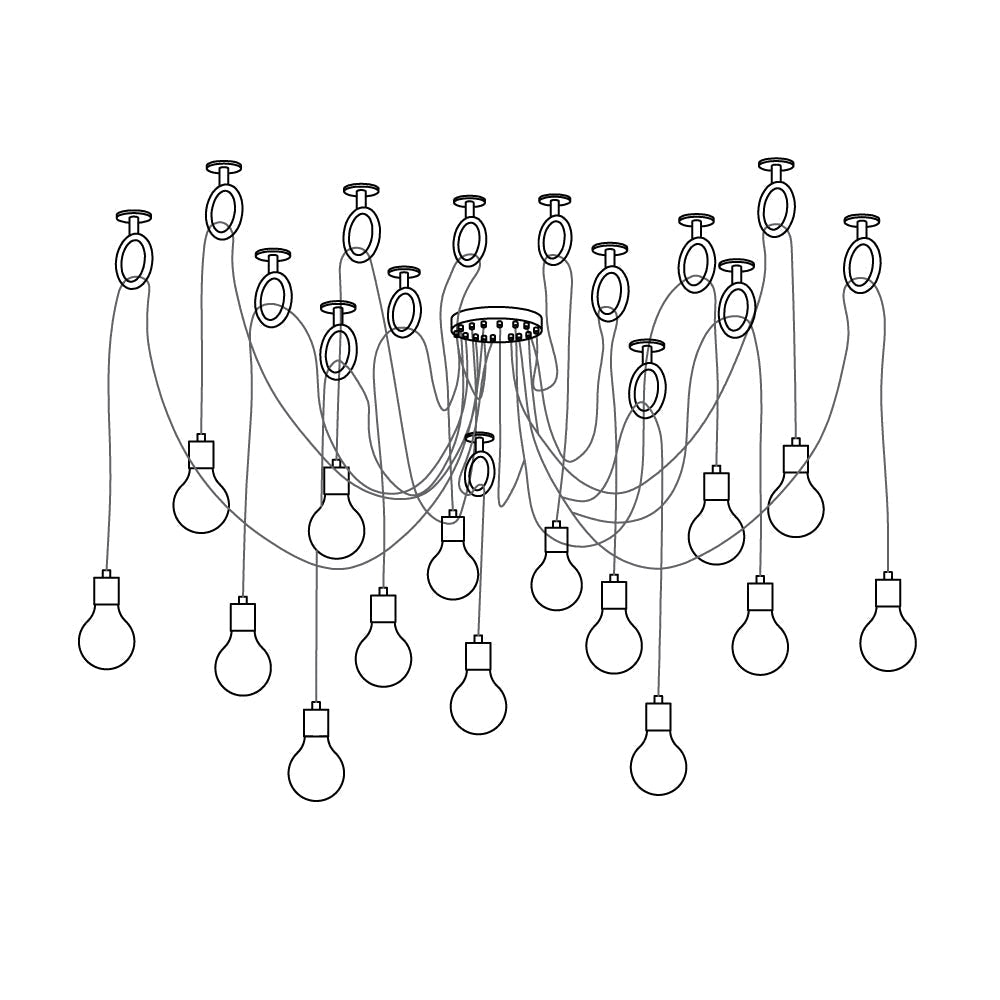 Industrial Spider Chandelier 15heads Dia20cm / ∅ 7.9″ / Copper Chandelier