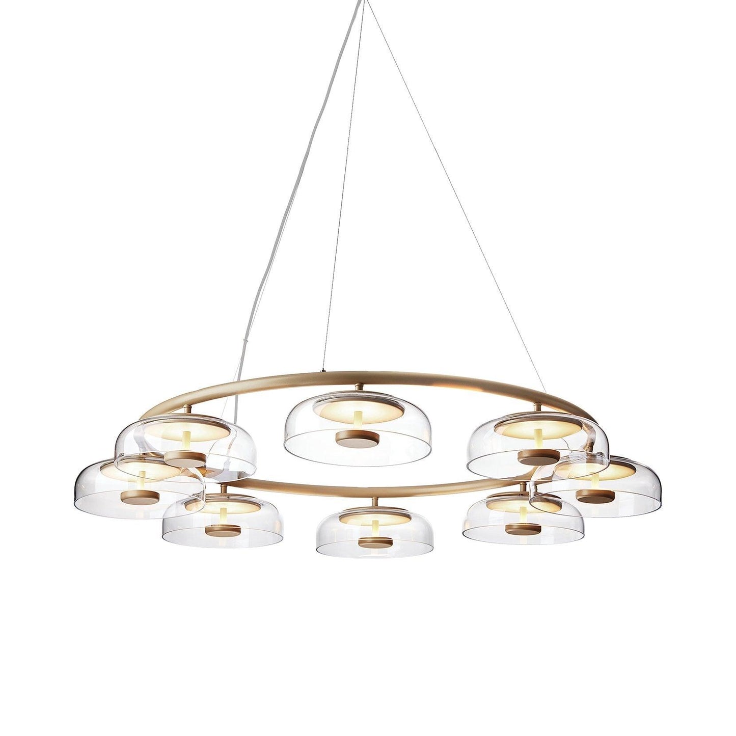 Blossi Chandeliers 8heads ∅ 39.4″ x H 59″ / Dia 100cm x H 150cm / Brass & Clear / Warm Light Chandelier