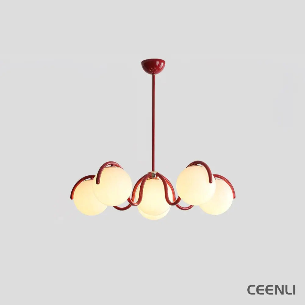 Reedway Curve Linear Chandelier ∅ 27.2″ x H 7.9″ / Dia 69cm x H 18cm / Red & White Chandelier
