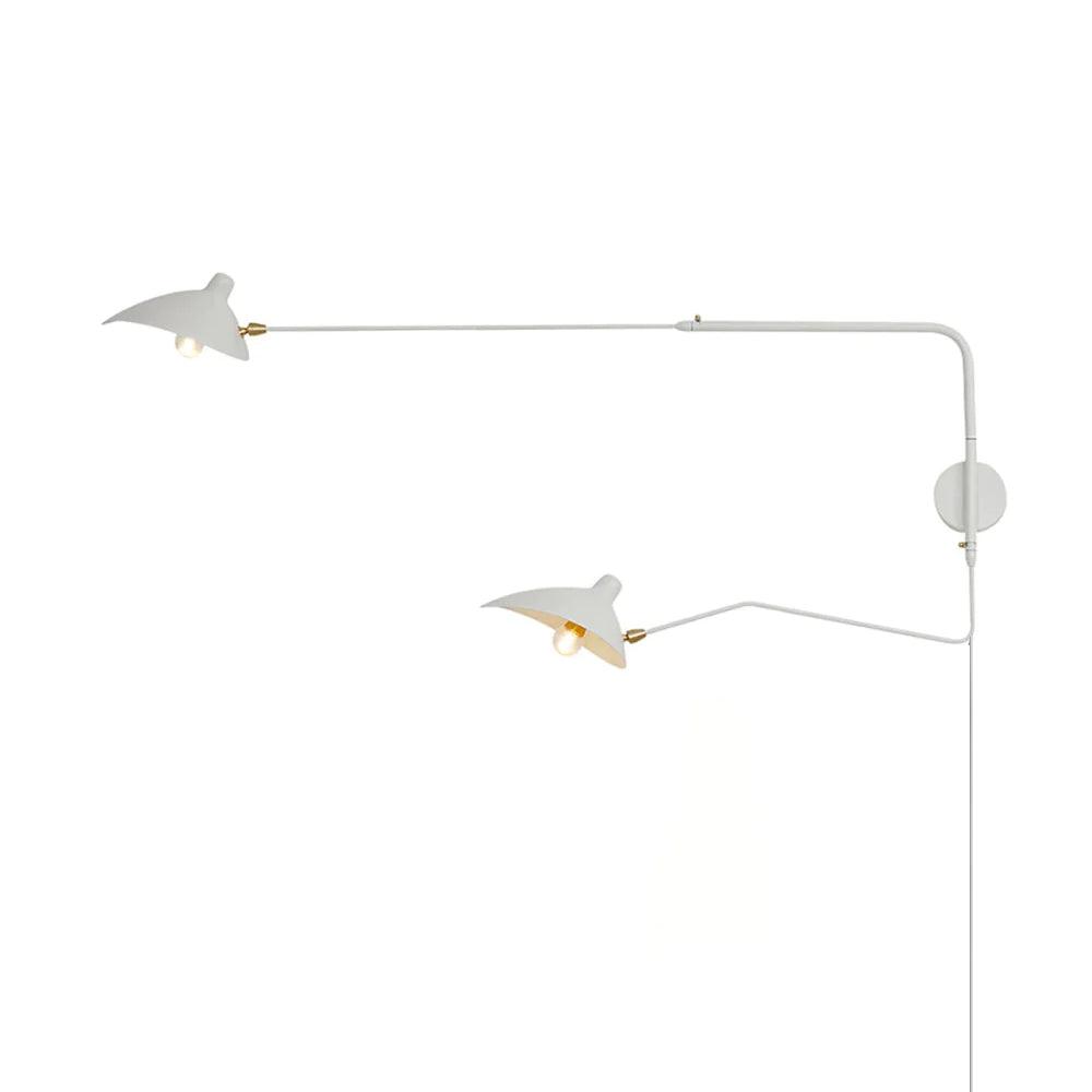 Versatile Arm Wall Sconce 2 heads L 55″ x H 23.6″ / L 140cm x H 60cm / White / US Plug Wall lamp