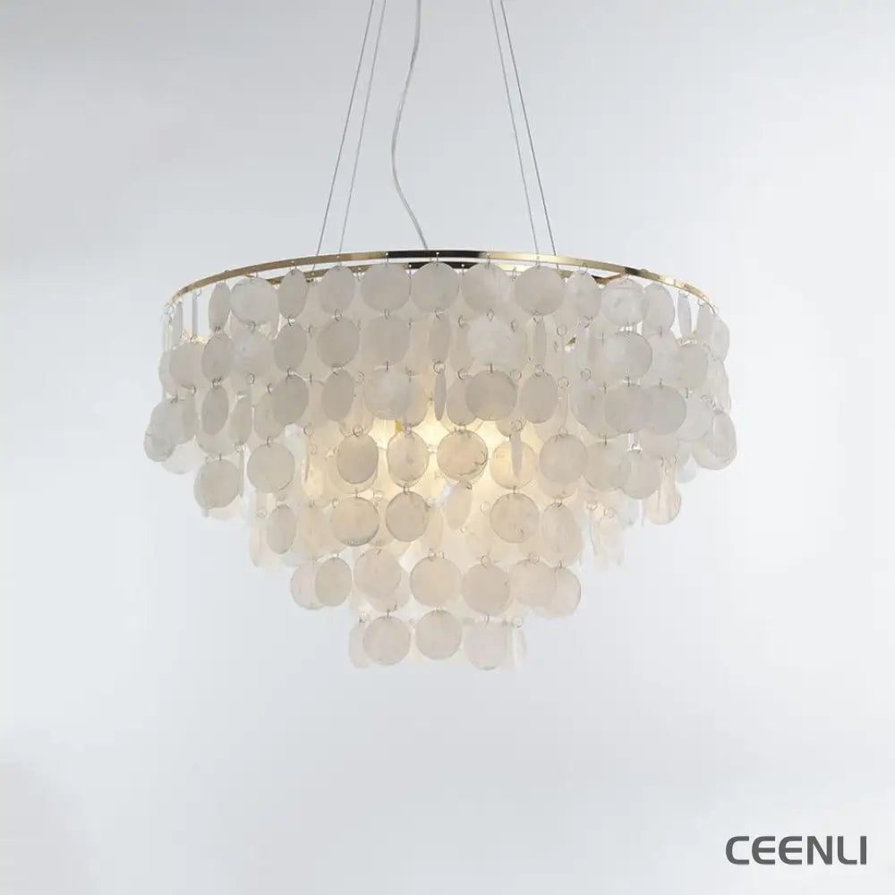 Shell Wind Chime Chandelier ∅ 23.6″ x H 15.7″ / Dia 60cm x H 40cm / Copper + White Chandelier