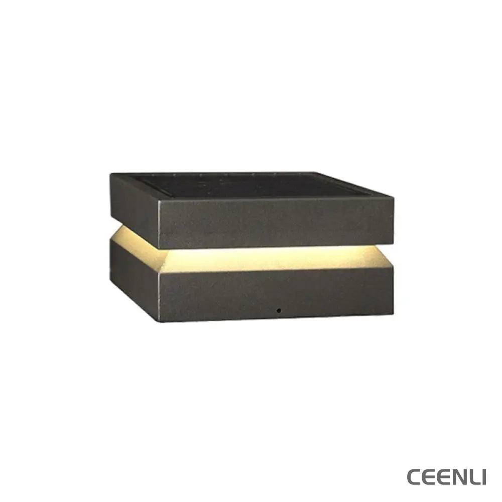 Solaris Square Post Light L 15.7″ x W 15.7″ x H 5.9″ / L 40cm x W 40cm x H 15cm / Model B: Solar-Powered Version / Warm