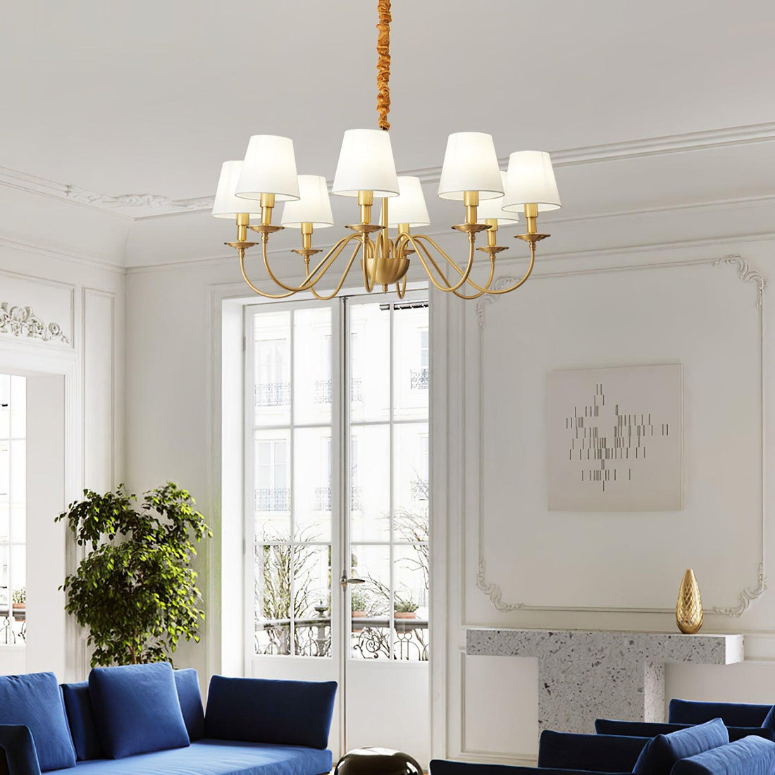 Illuminating Elegance: The Allure of a Tapered Fabric Brass Chandelier