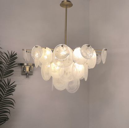 Brass Discs Cascading Chandelier