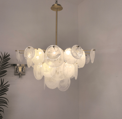 Brass Discs Cascading Chandelier