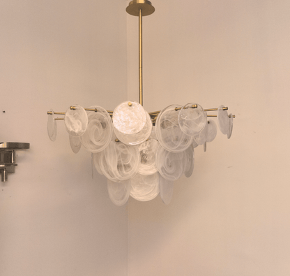 Brass Discs Cascading Chandelier
