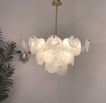 Brass Discs Cascading Chandelier