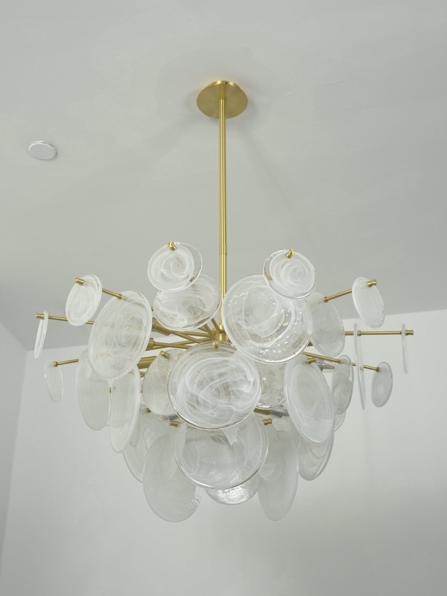Brass Discs Cascading Chandelier
