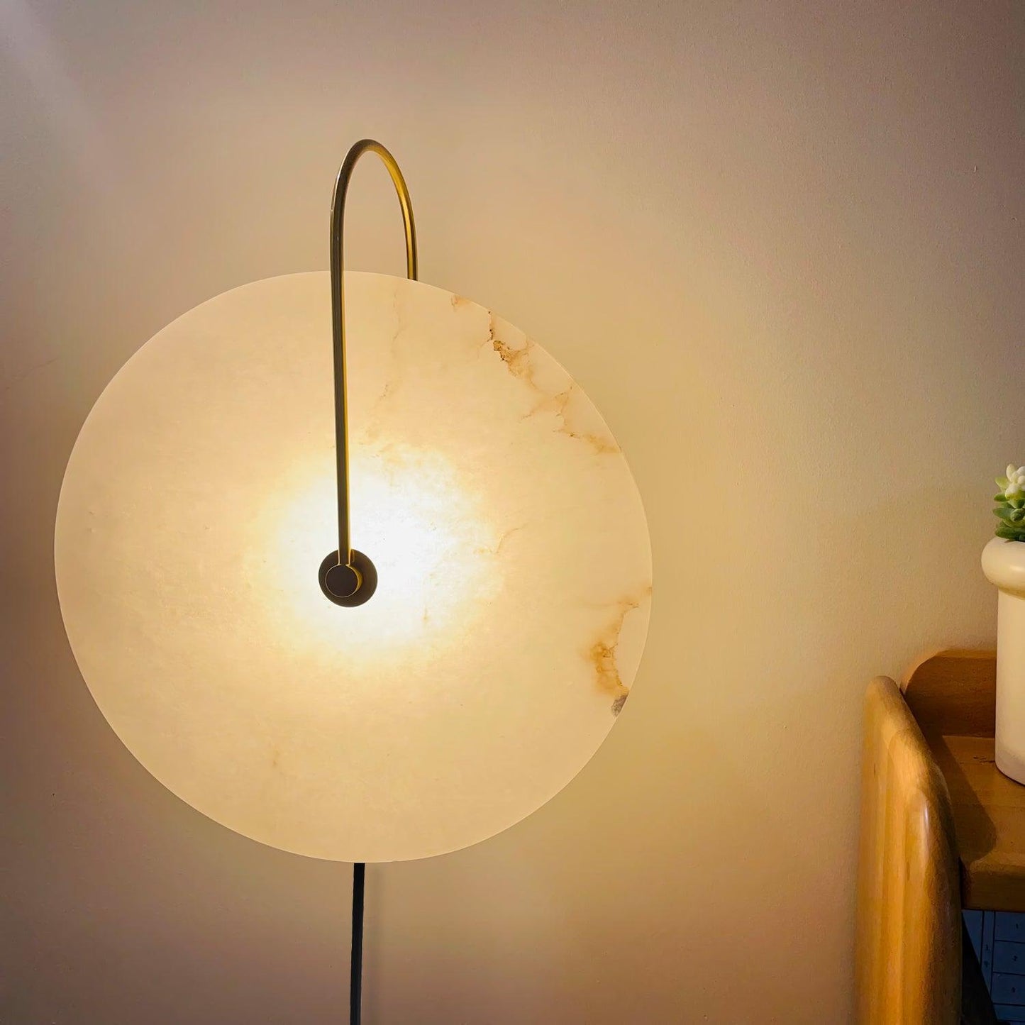 Alabaster LED Plug-In Wall Lamp