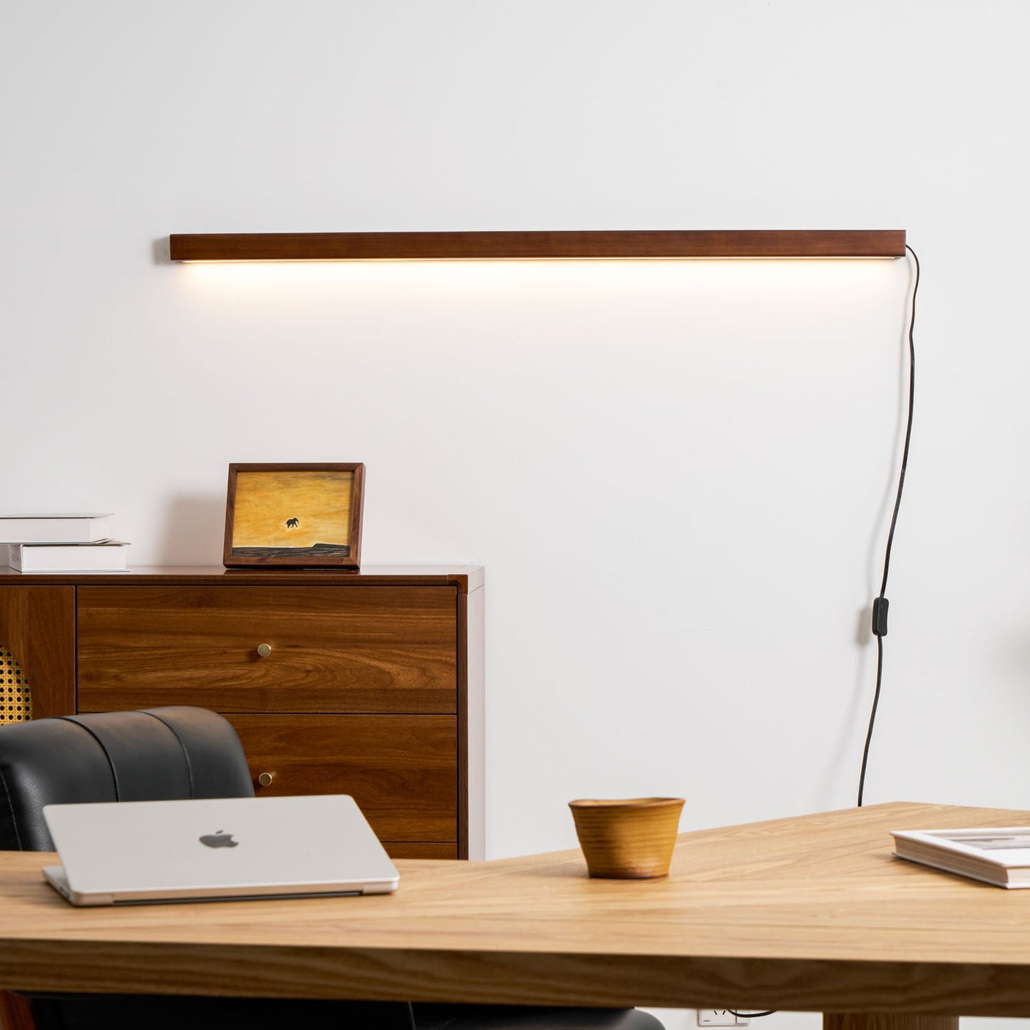 Arlo Linear Wood Plug-in Wall Light