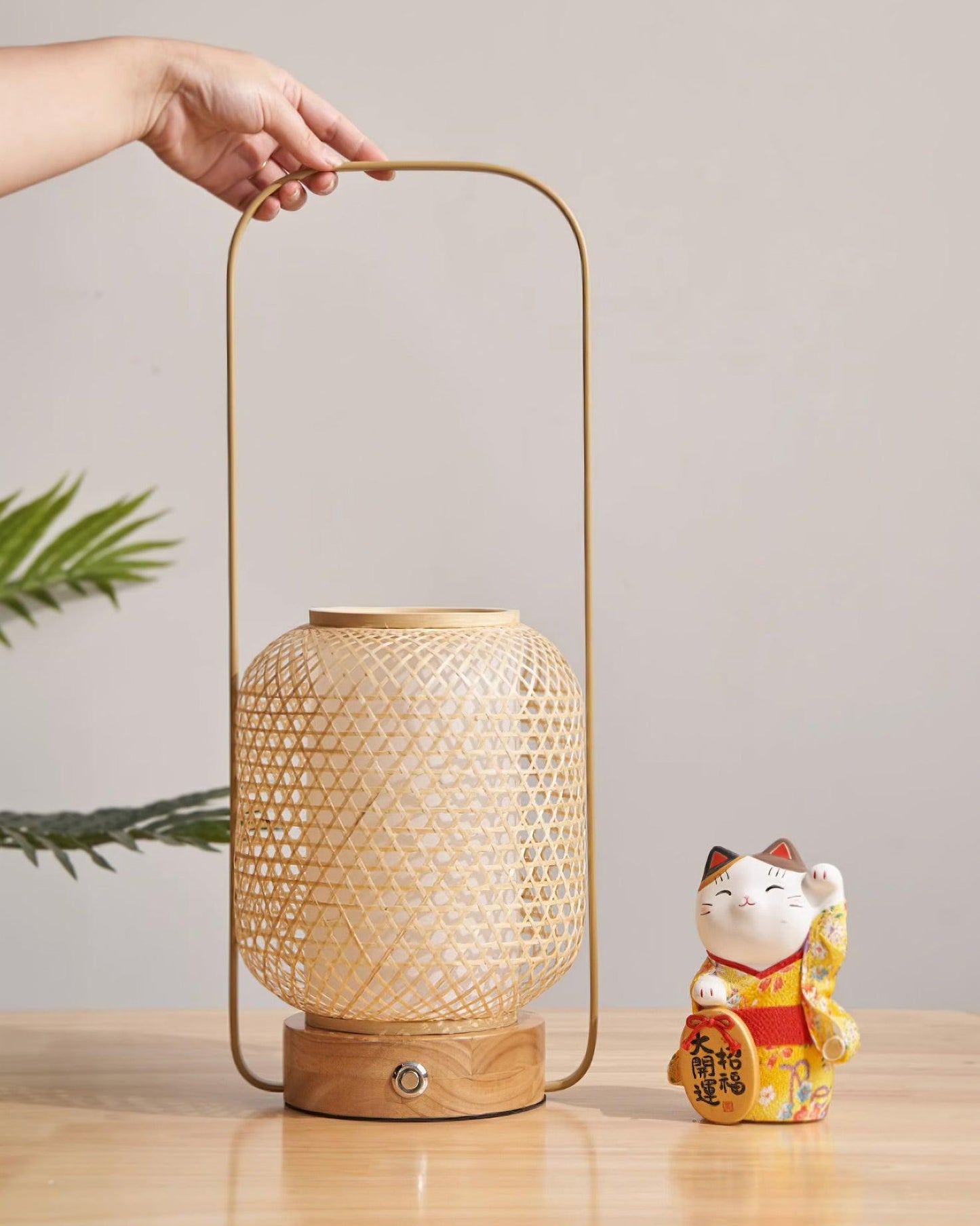 Bambus Laterne Tischlampe