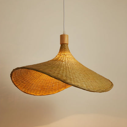 Rattan Weave Hat Pendant Light