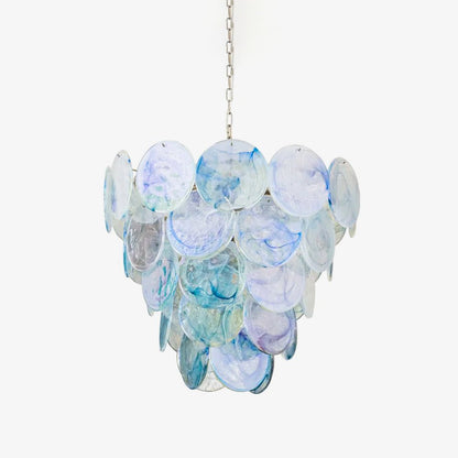 Blue Murano Iridescent Disc Chandelier