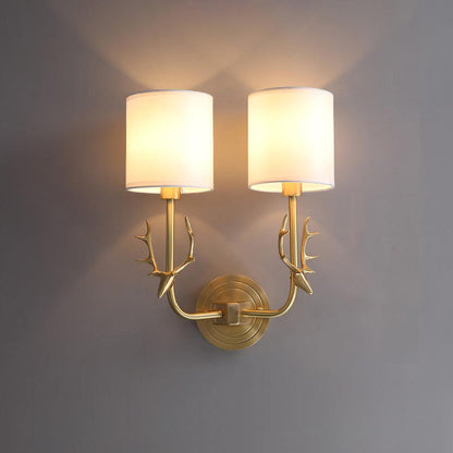 Brass Deer Head Wall Light