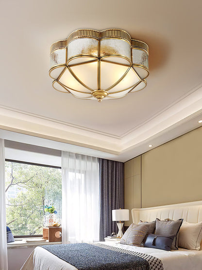 Brass Domed Flush Ceiling Lamp