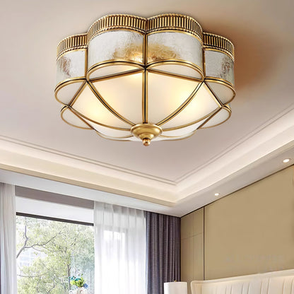 Brass Domed Flush Ceiling Lamp