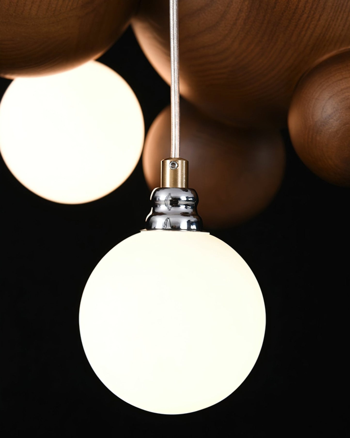 Bubble Wood Balls Chandelier