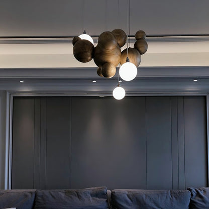 Bubble Wood Balls Chandelier