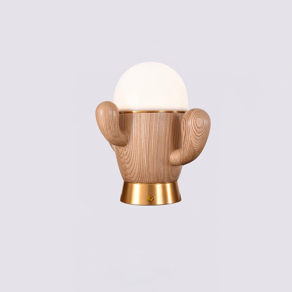 Wooden Cactus Table Lamp