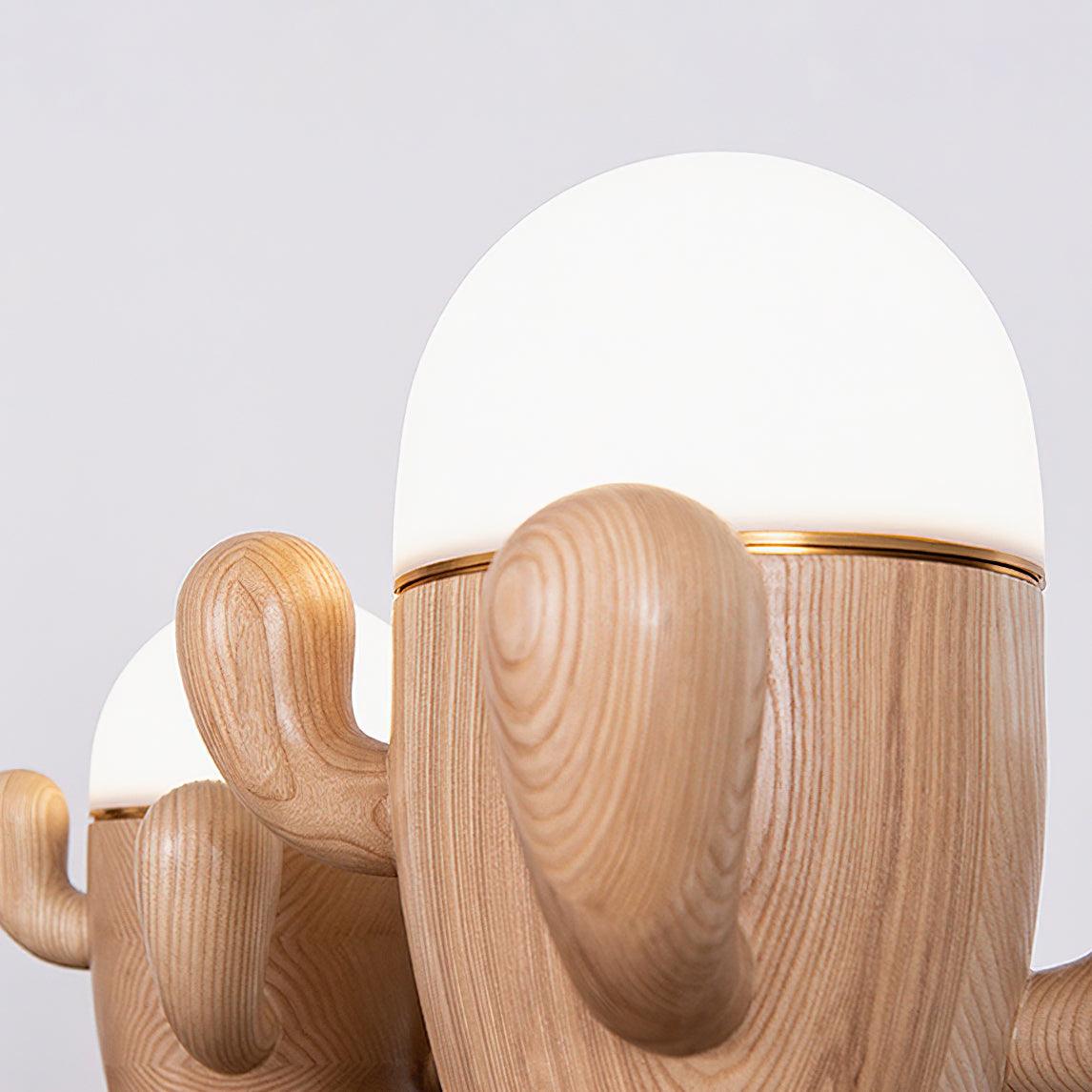 Wooden Cactus Table Lamp