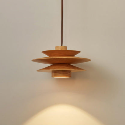 Cascade Wooden Disc Pendant Lamp