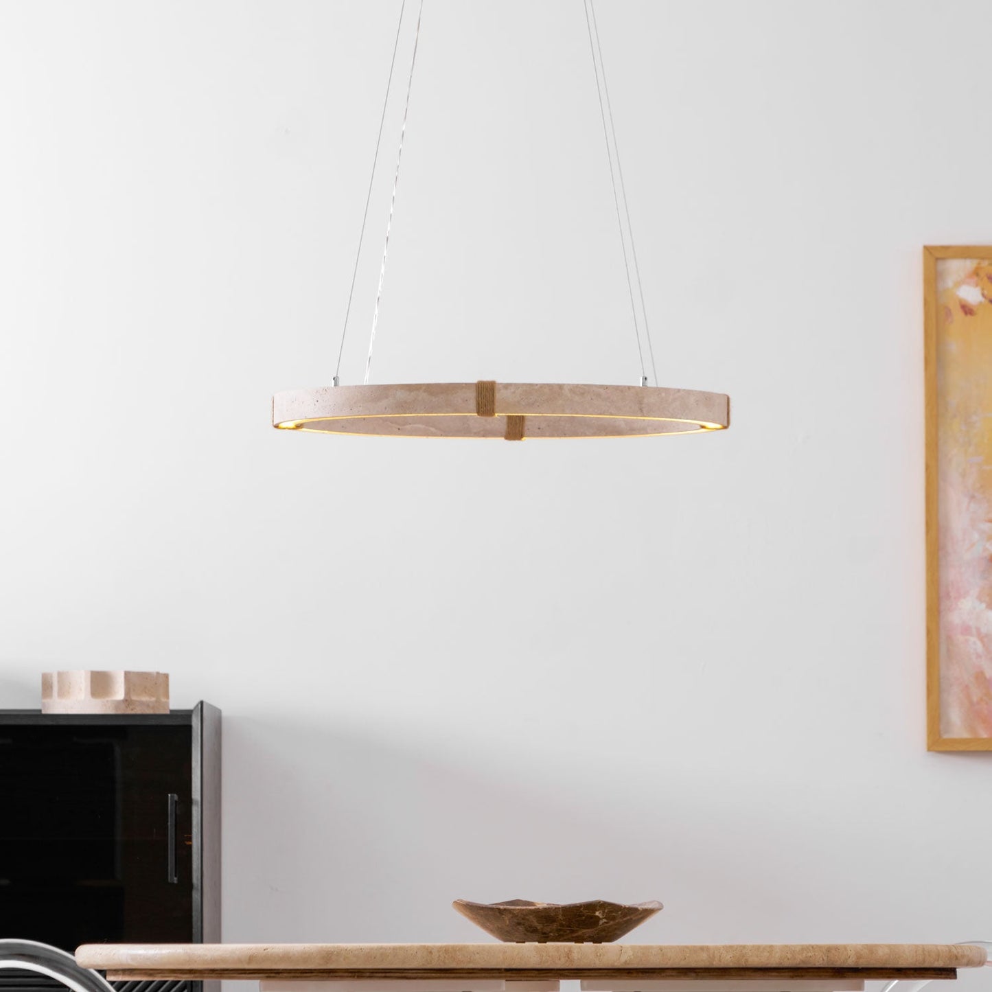 Circle Travertine Pendant Lamp