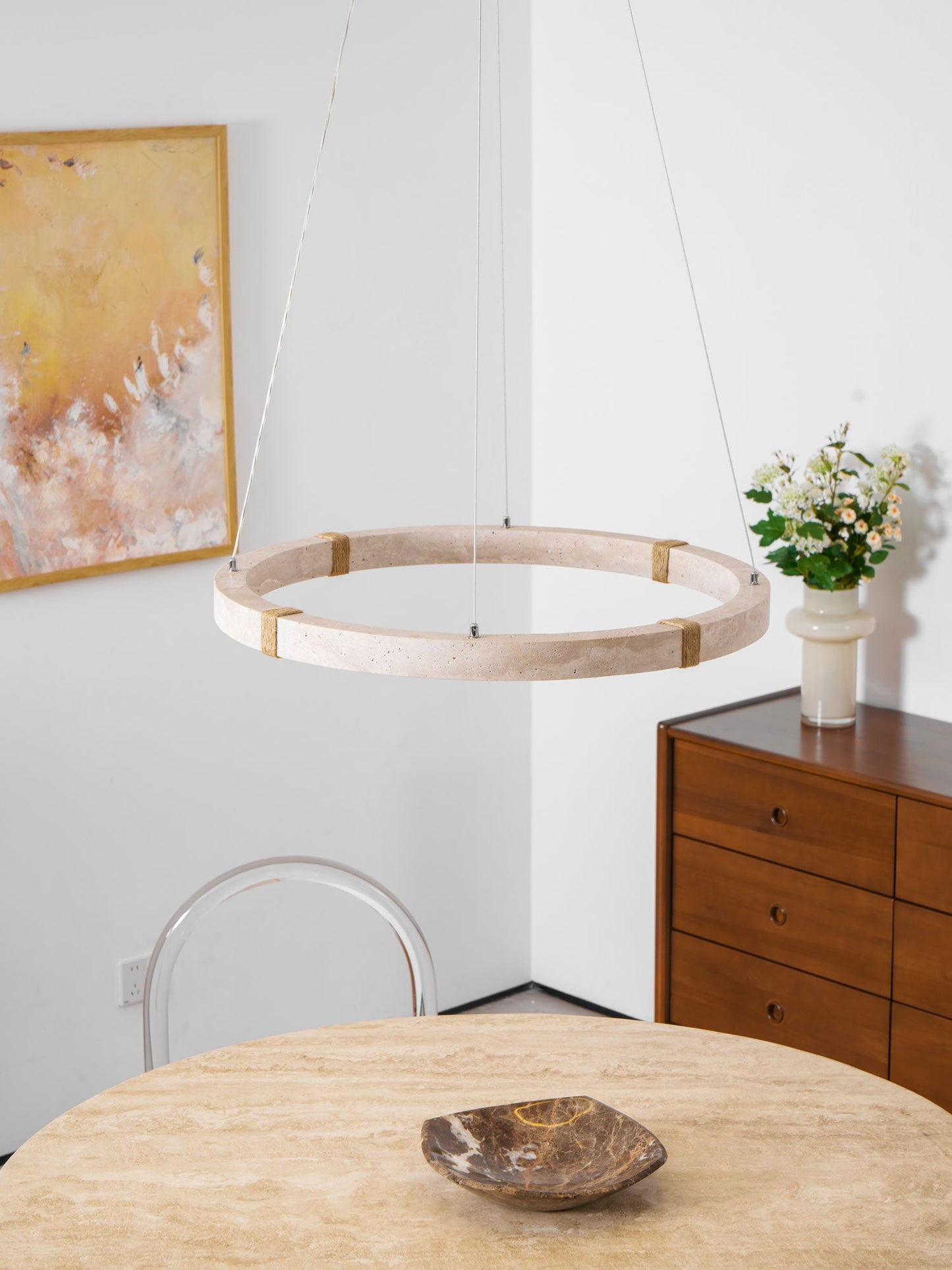 Circle Travertine Pendant Lamp