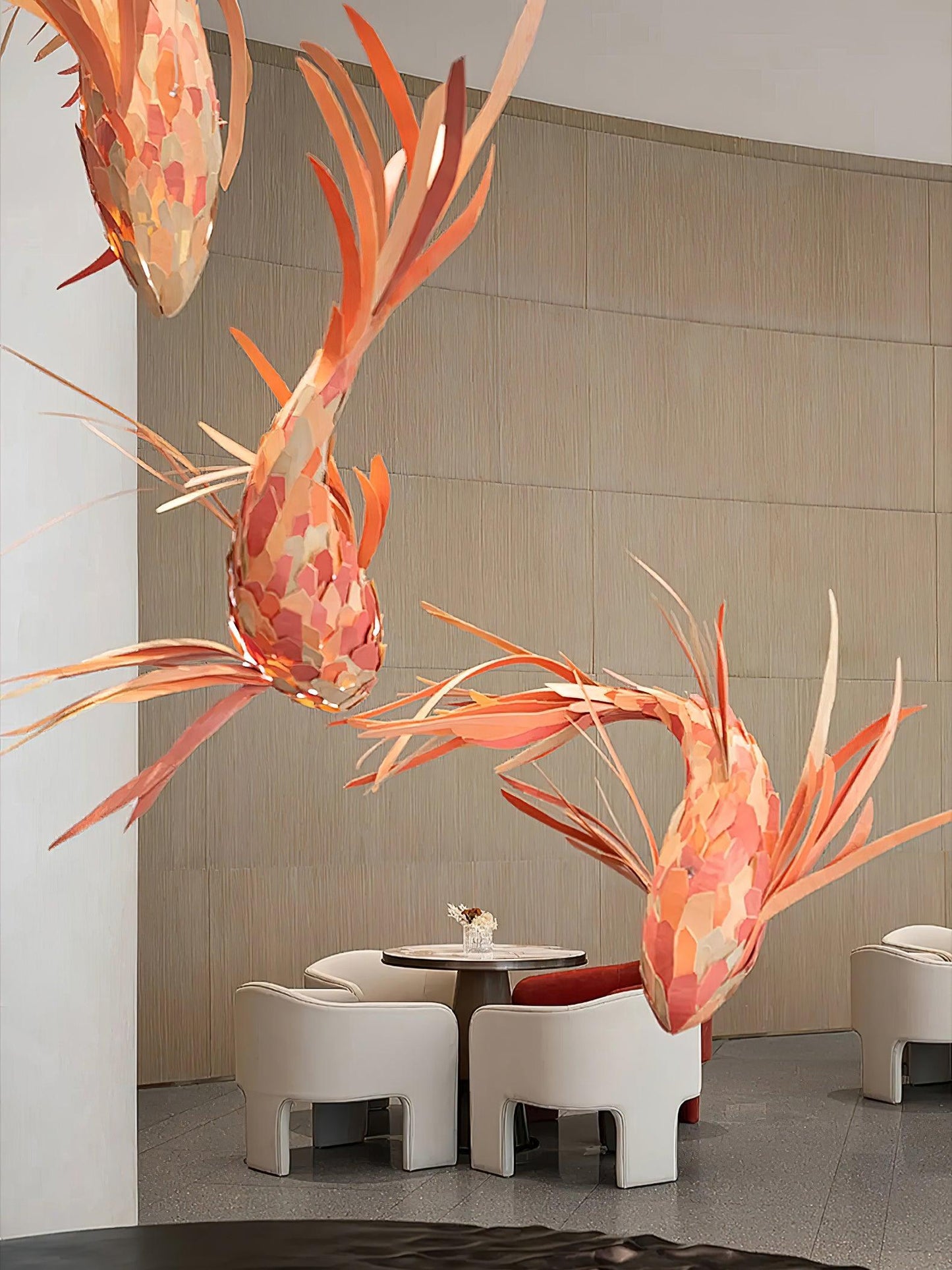 Crimson Swirl Koi Chandelier