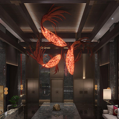 Crimson Swirl Koi Chandelier