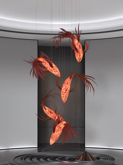 Crimson Swirl Koi Chandelier