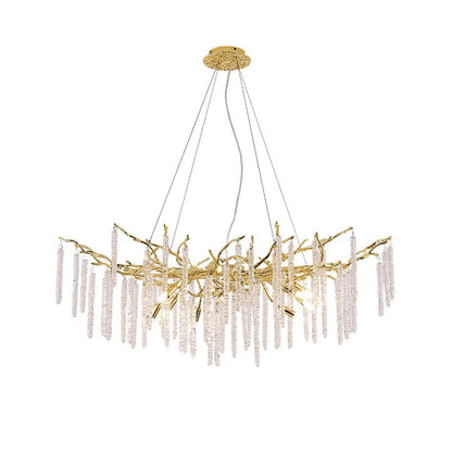 Crystal Icicles Branch Brass Chandelier