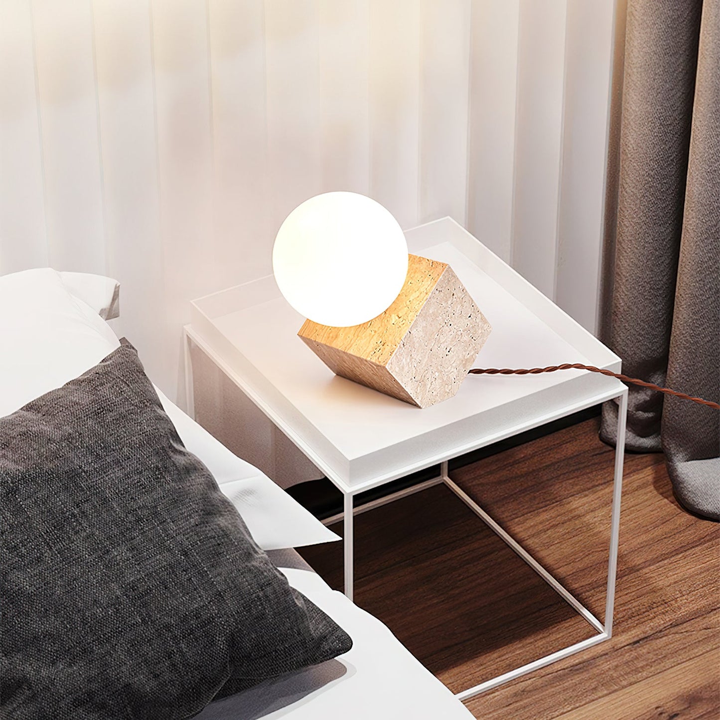 Cube Stone Table Lamp