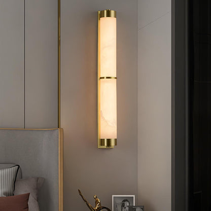 Cylindra Alabaster Brass Wall Light