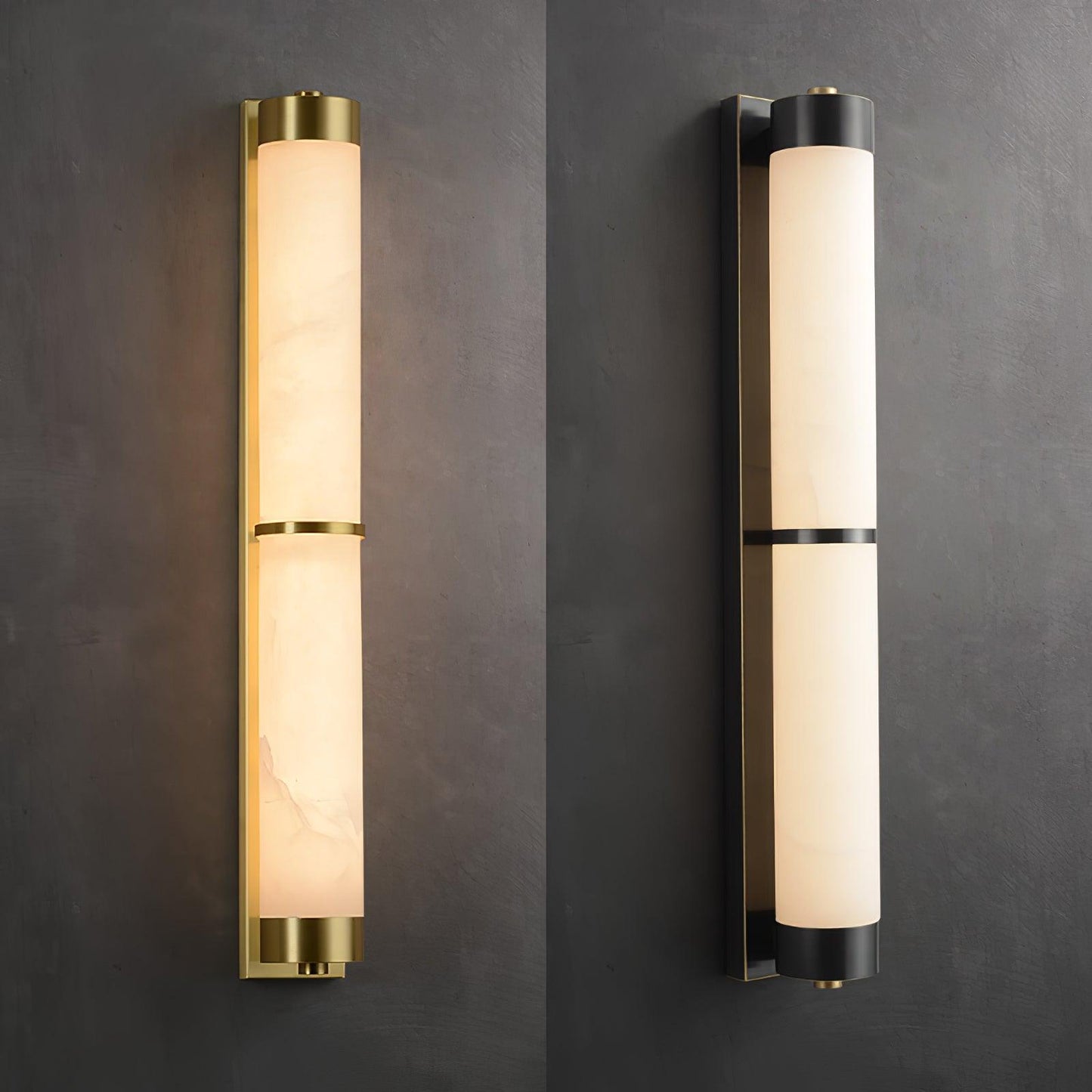 Cylindra Alabaster Brass Wall Light