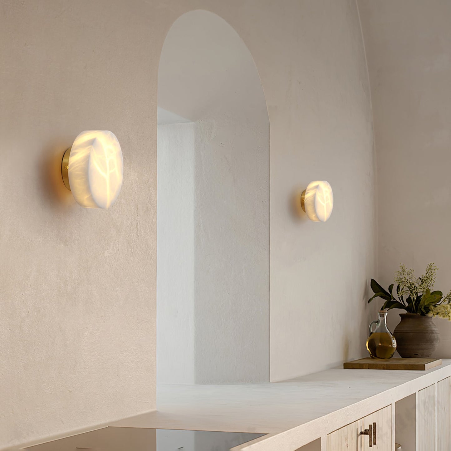 Cylindrical Alabaster Wall Light