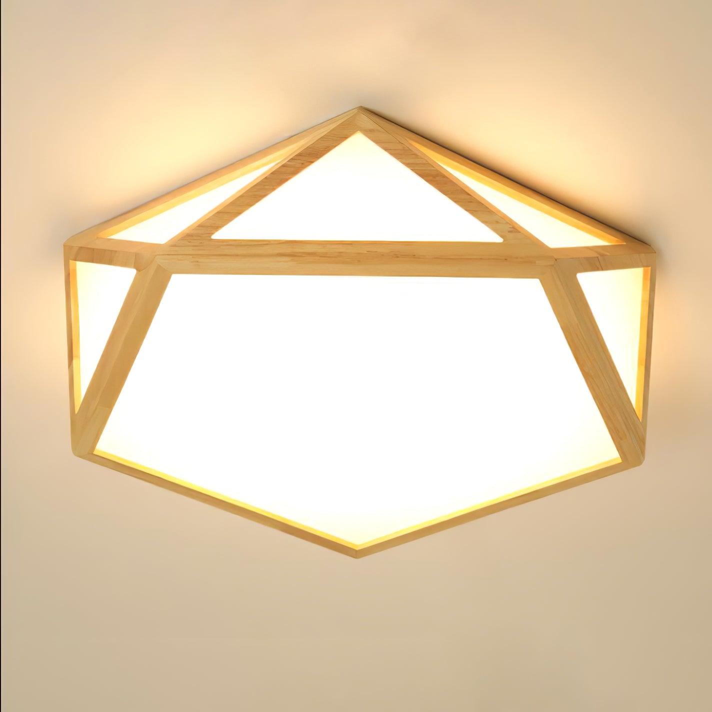 Diamant-Deckenlampe aus Holz 