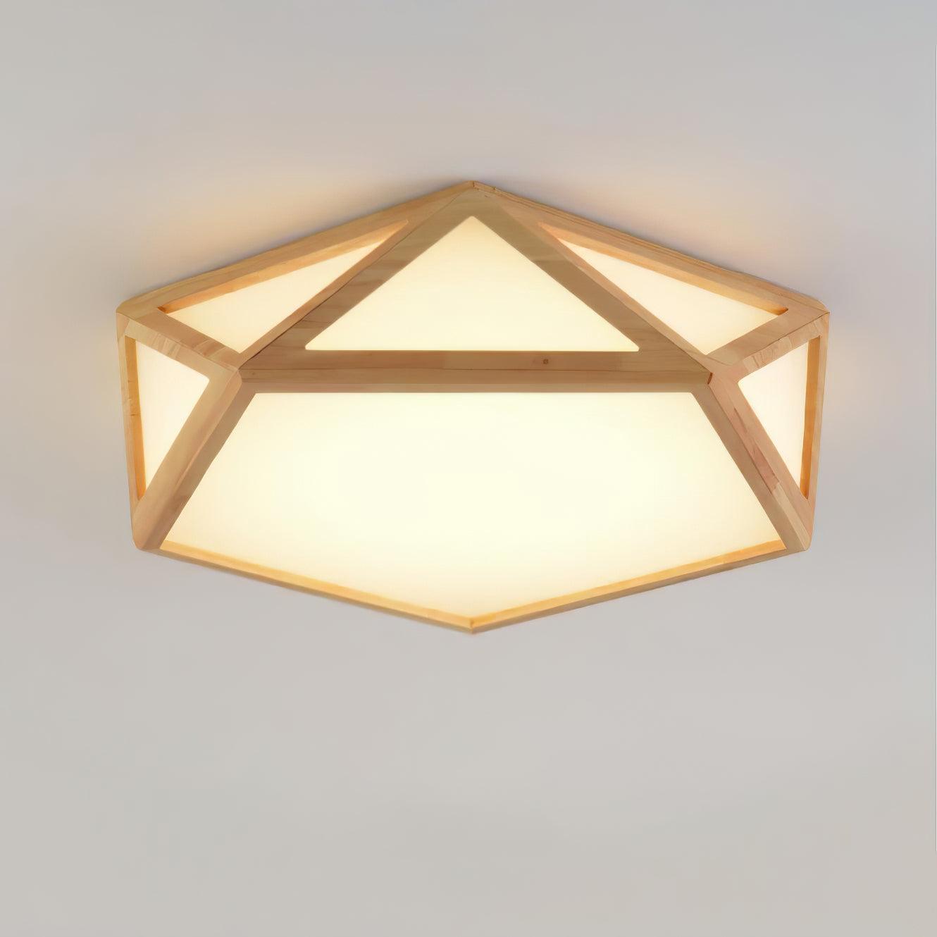 Diamant-Deckenlampe aus Holz 
