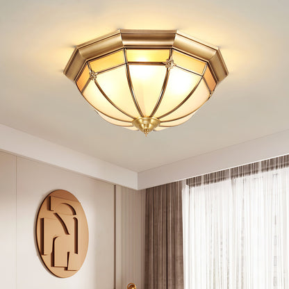 Dome Brass Flush Ceiling Lamp