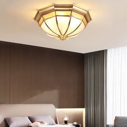 Dome Brass Flush Ceiling Lamp