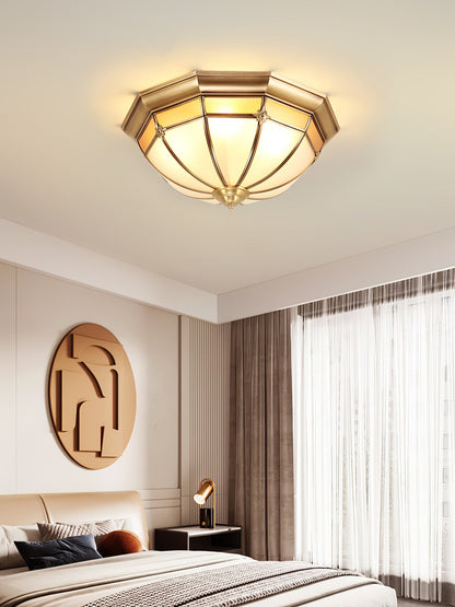 Dome Brass Flush Ceiling Lamp